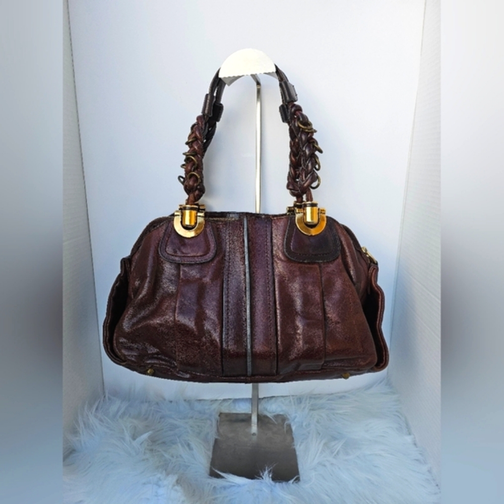 ✨ Authentic Vintage Chloé Heloise Bag – Brown Leather w/ Braided Handles + Charm